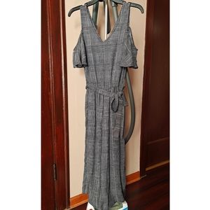 Black and white wide leg jumpsuit